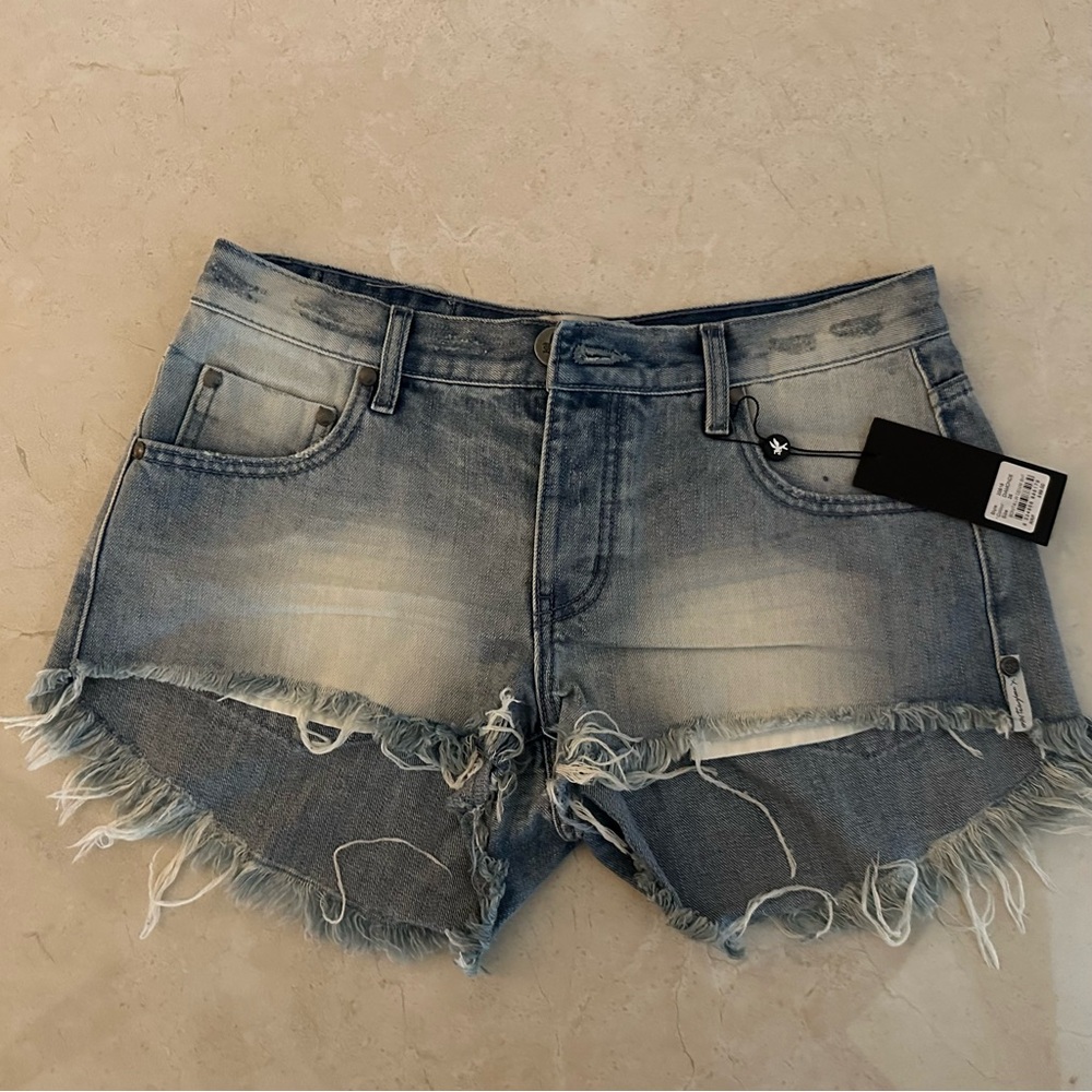 One Teaspoon Light Blue Denim Shorts